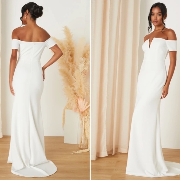 Elegant White Off-Shoulder Dress - Picture 3 of 3